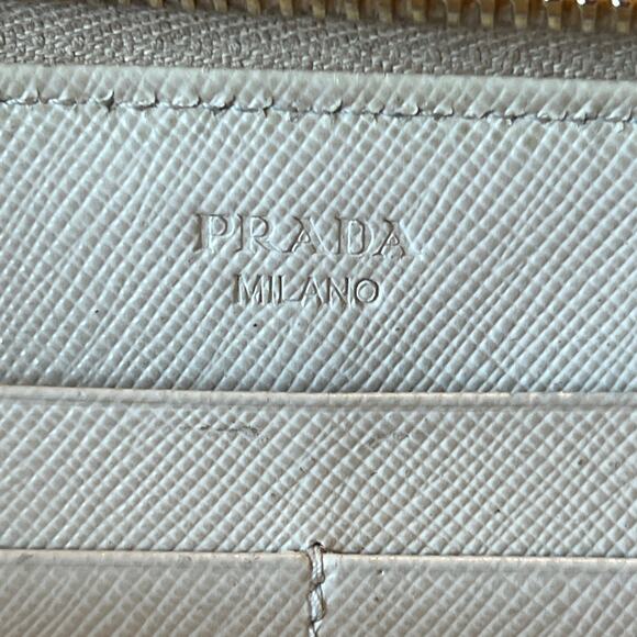 PRADA Continental Floral Appliqué Saffiano Leather Wallet - Picture 13 of 14